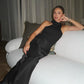 Satin Sexy Hollow Out Women Maxi Dress Sleeveless High Waist Dress Female - Barusatti