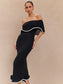 Strapless Ruffles Women Midi Dress Black Backless High Waist - Barusatti
