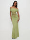Women Dress Green Off Shoulder Evening Dress - Barusatti