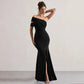 One Shoulder Mesh Women Maxi Dress Pink High Slit Evening Dress Female - Barusatti