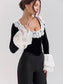 Square Collar Lace Women T-shirt Flare Sleeve Short T-shirt Femme - Barusatti