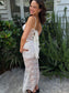 Sheer Lace Two Piece Set Women Skirt Suit Spaghetti Strap Top Long Skirt - Barusatti