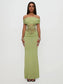 Women Dress Green Off Shoulder Evening Dress - Barusatti
