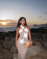 See Through Halter Women Maxi Dress Blue Backless 3D Flowers Dress Female - Barusatti