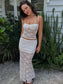 Sheer Lace Two Piece Set Women Skirt Suit Spaghetti Strap Top Long Skirt - Barusatti