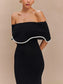 Strapless Ruffles Women Midi Dress Black Backless High Waist - Barusatti