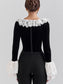 Square Collar Lace Women T-shirt Flare Sleeve Short T-shirt Femme - Barusatti