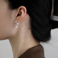 New Trendy 925 Silver Drop Earrings Hoop Pearl Leaf Vintage - Barusatti